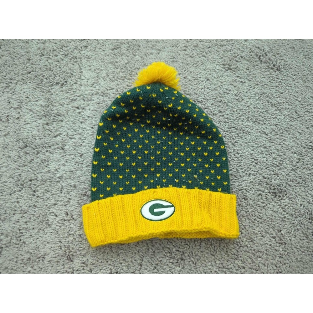 Green Bay Packers Beanie Mens OSFA Pom Knit‎ NFL Nike Green Yellow